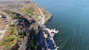 Neighbourhood aerial view of Lake Ontario for real estate purposes