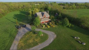 Aerial real estate photography of an acreage in Prince Edward County Ontario