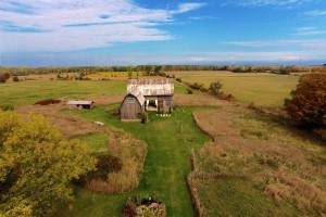 Aerial Real estate photograph of a farm for sale in Belleville Ontario
